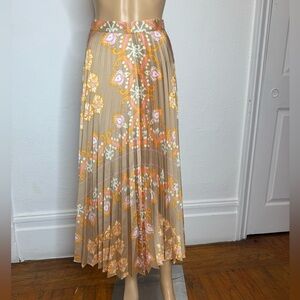 🆕 Sandro Paris Fulgence Pleated Midi Skirt Size 36 US 4 Beige